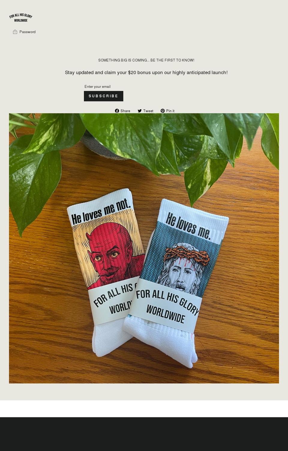 forallhisglory.com shopify website screenshot