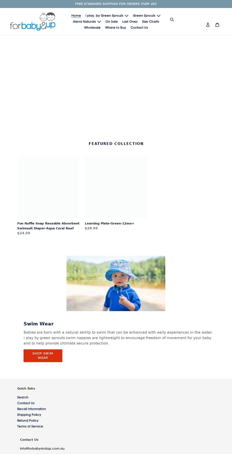 forbabyandup.com.au shopify website screenshot