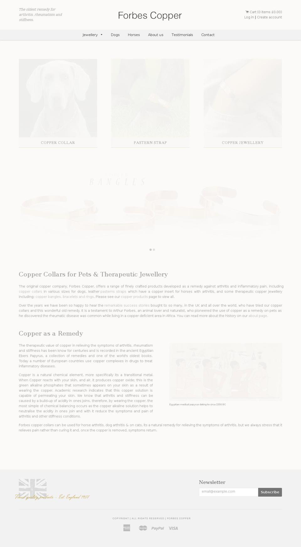 Timber Shopify theme site example forbescopper.com