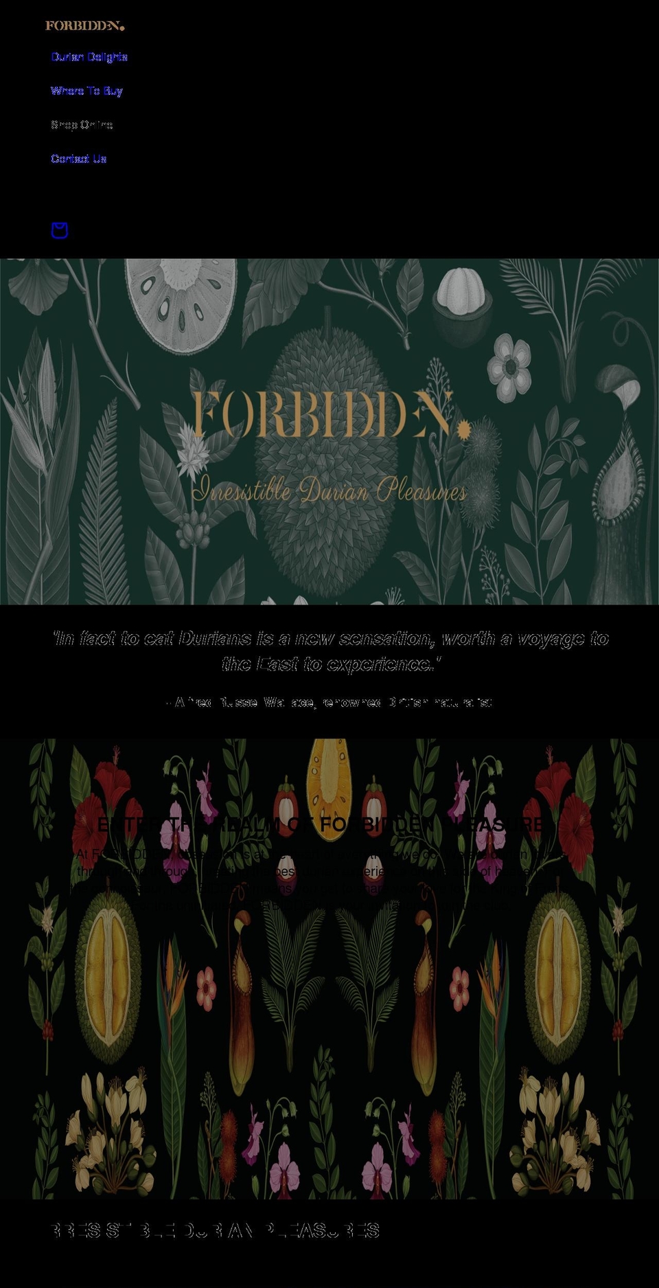 forbiddendurian.com shopify website screenshot