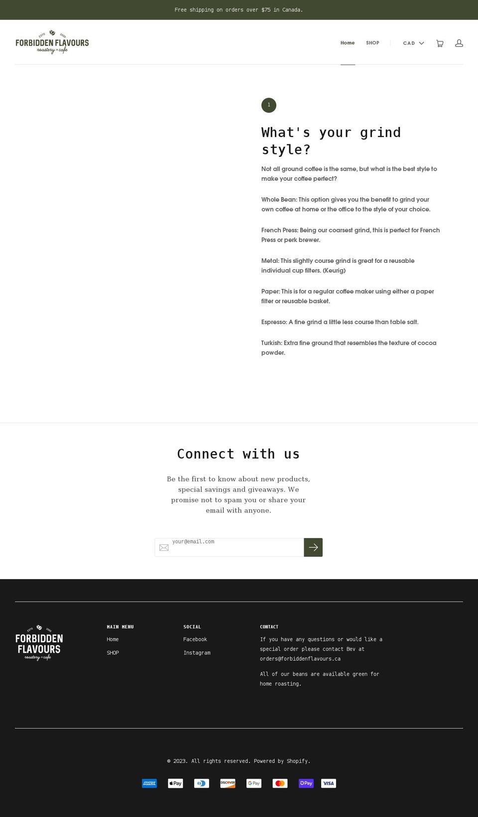forbiddenflavoursroastery.com shopify website screenshot