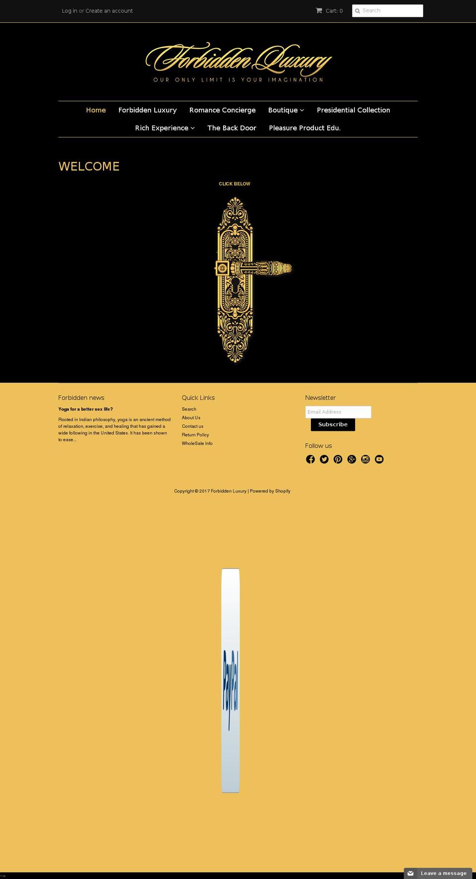 forbiddenlux.com shopify website screenshot