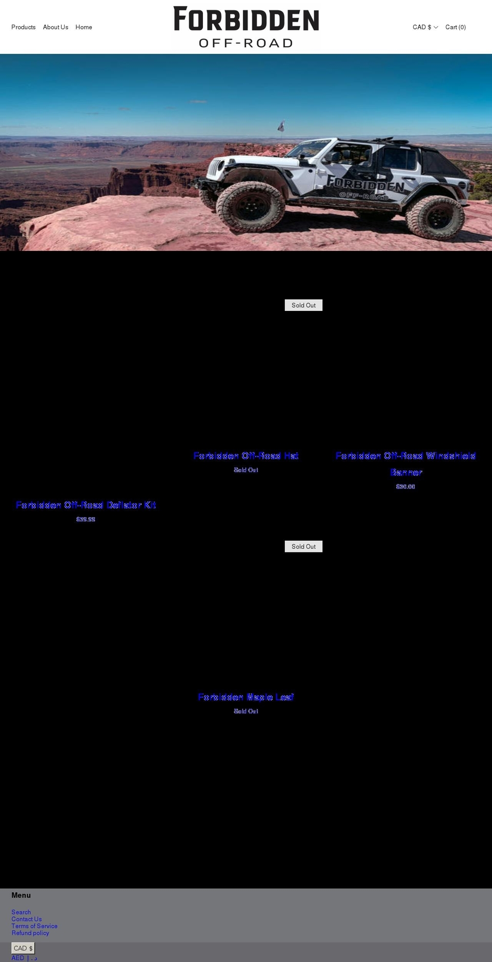 forbiddenoffroad.com shopify website screenshot