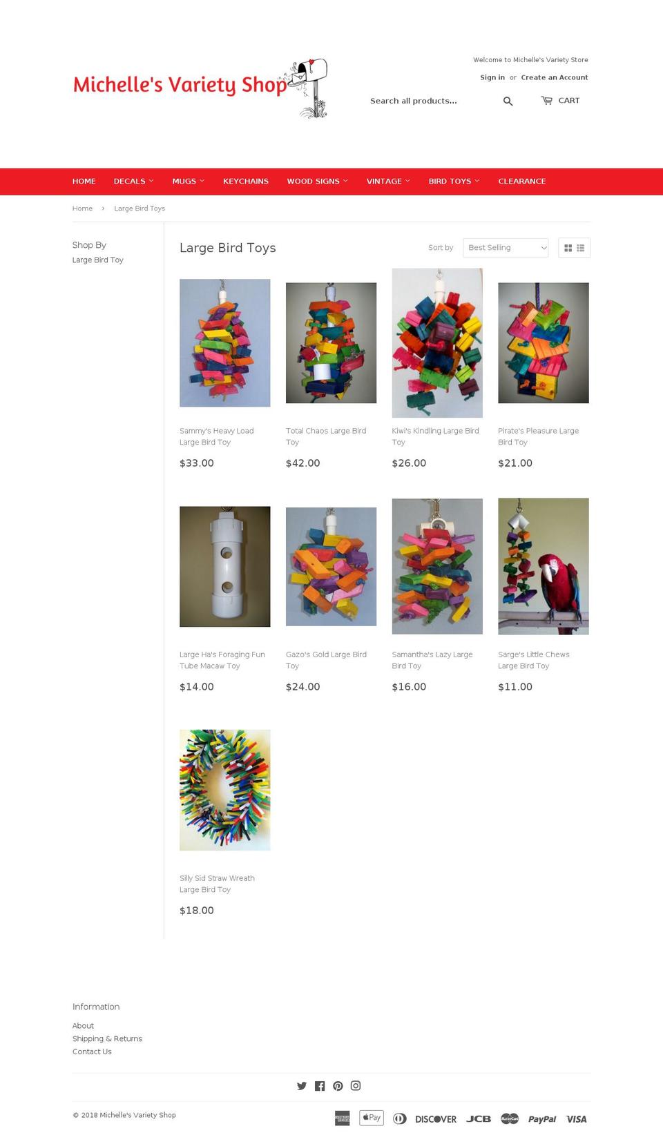 forbirdssaketoys.com — Shopify storefront screenshot
