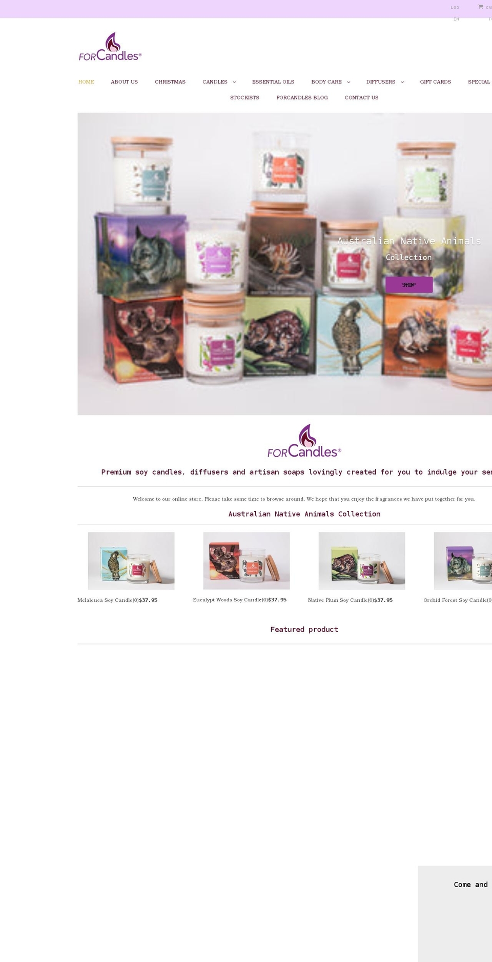 forcandleshop.com — Shopify storefront screenshot