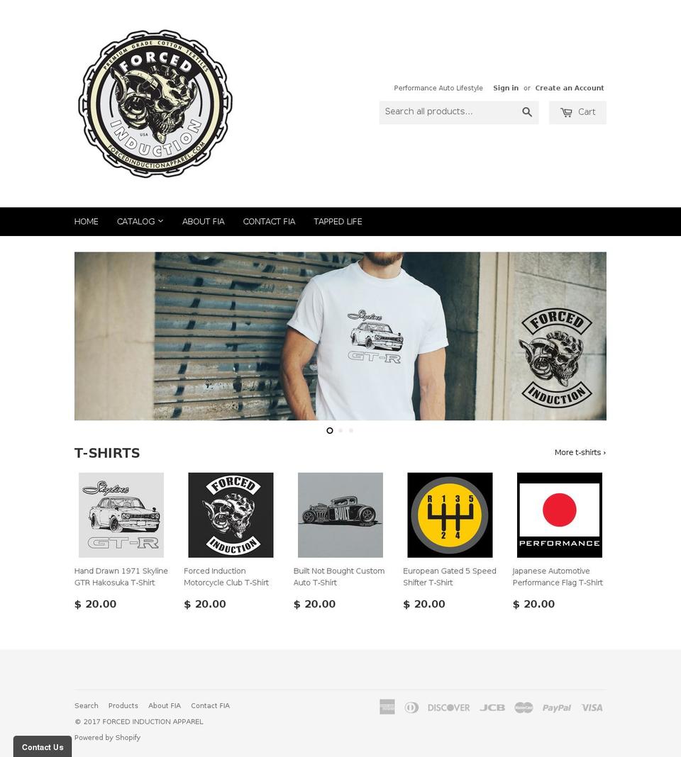 forcedinductionapparel.com shopify website screenshot