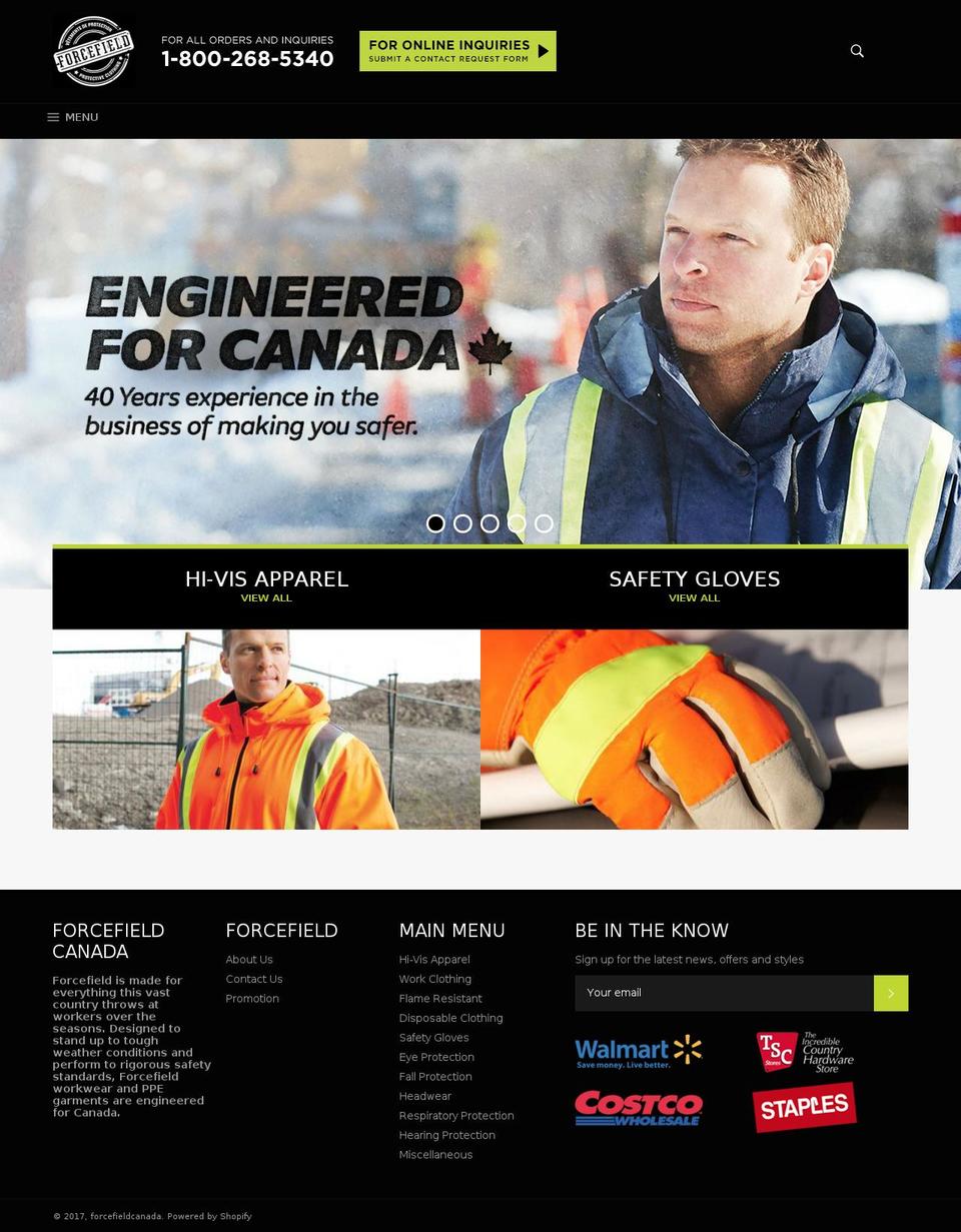 forcefieldcanada.com shopify website screenshot