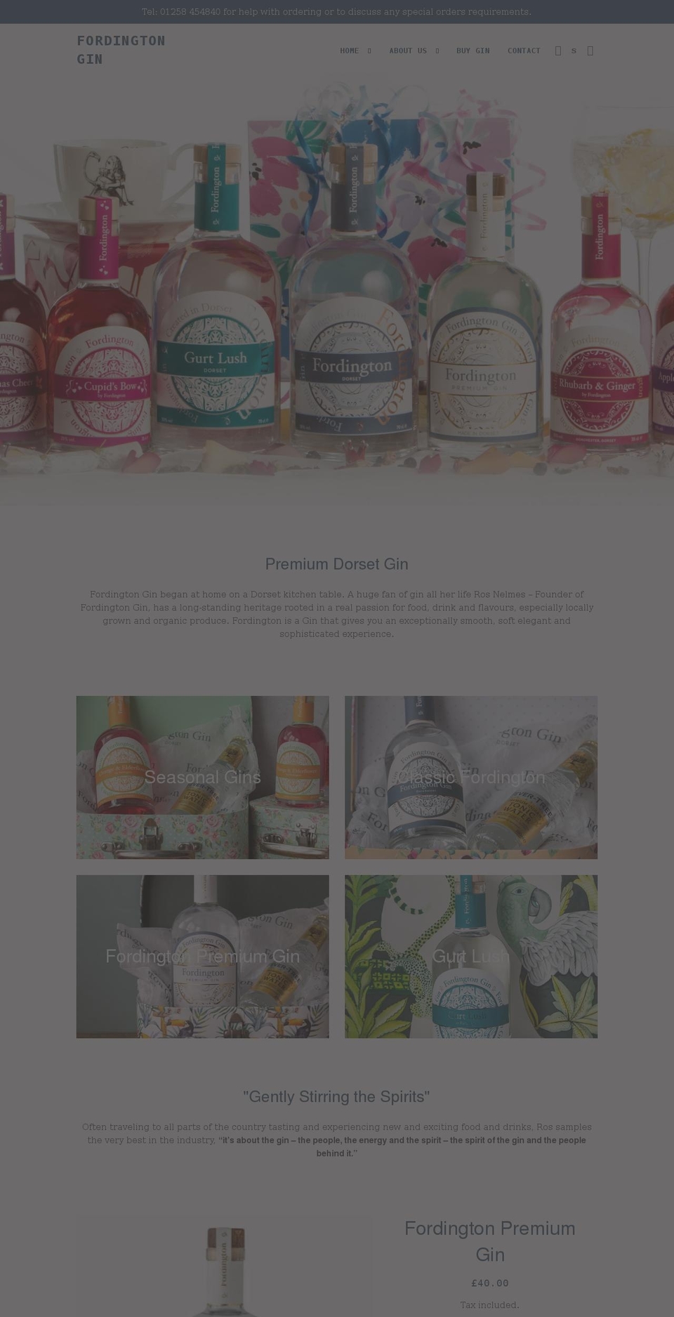 fordingtongin.co.uk shopify website screenshot