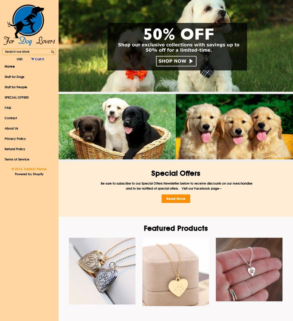 Animals Shopify theme site example fordoglovers.net