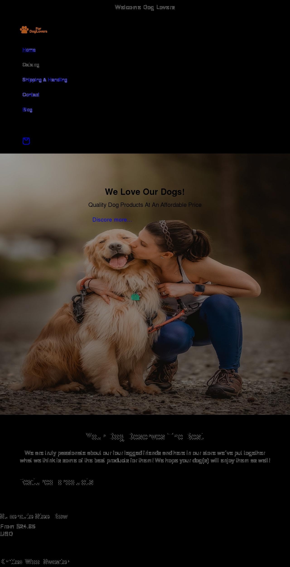 fordoglovers.store shopify website screenshot