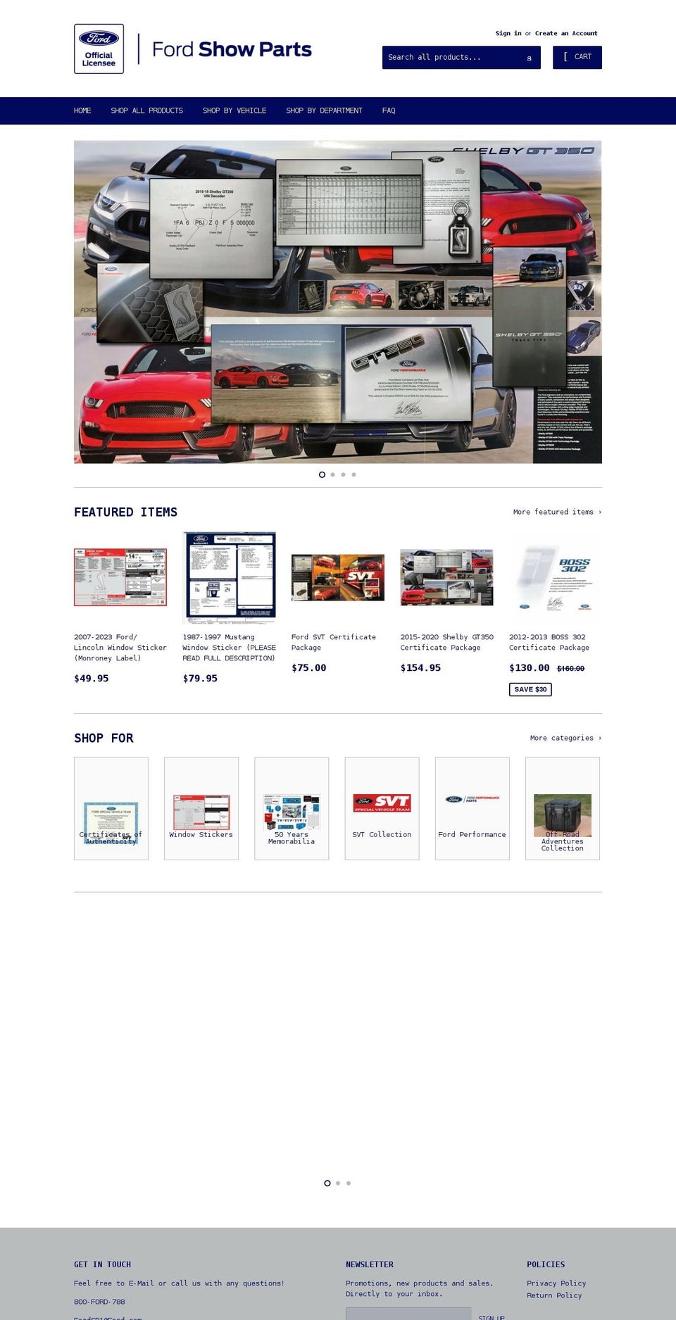 Option Shopify theme site example fordshowparts.com