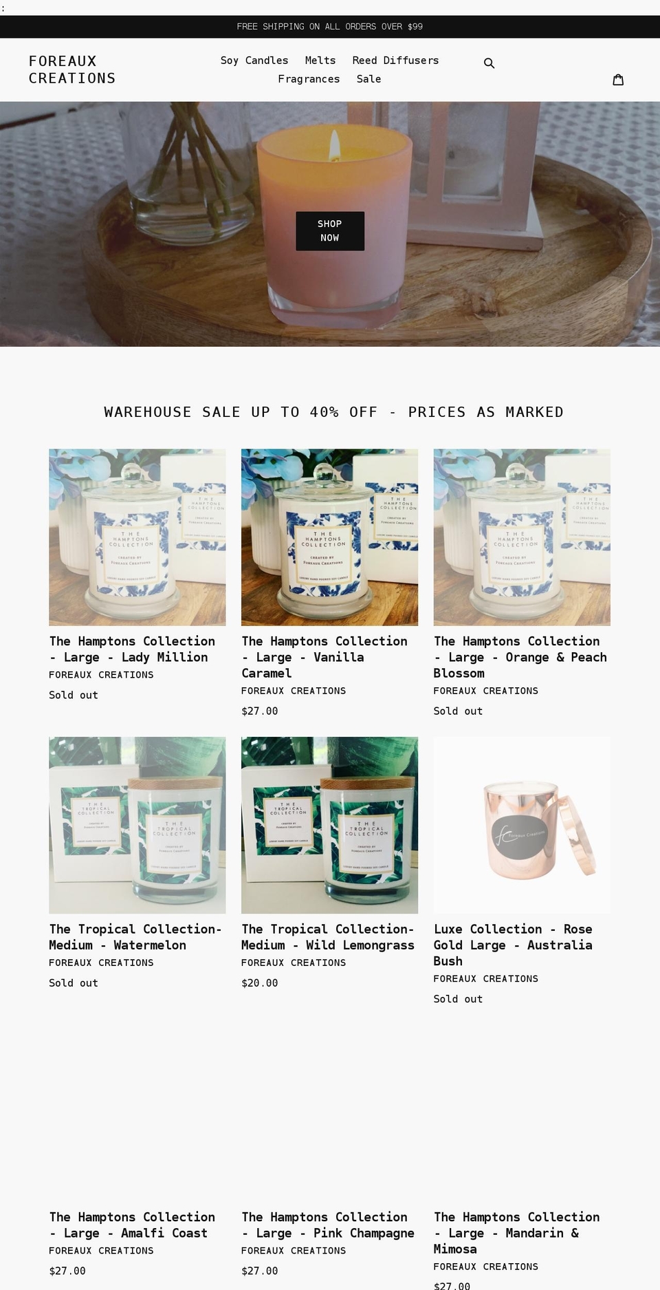 foreauxcreations.com.au shopify website screenshot