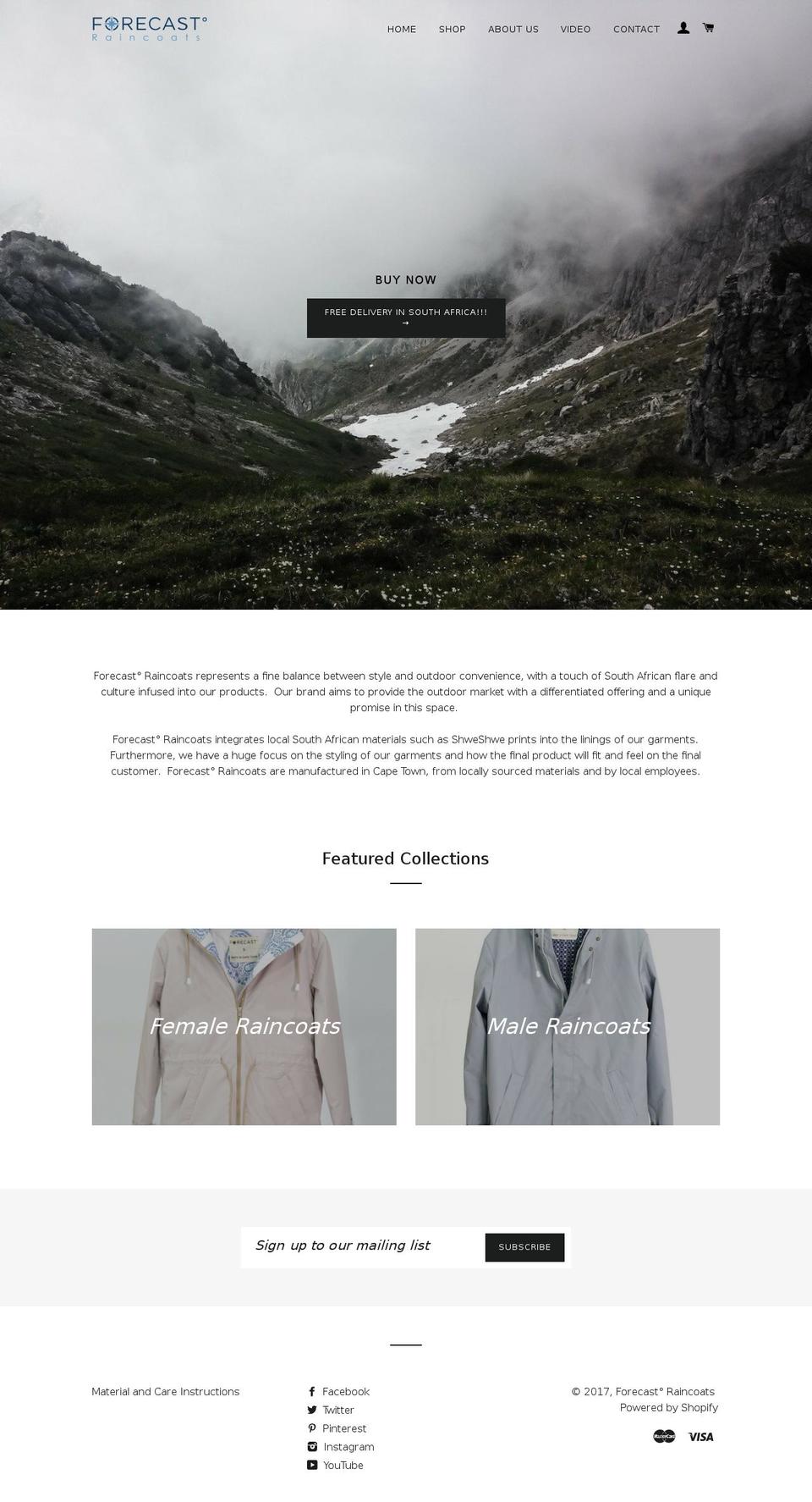 forecastraincoats.com shopify website screenshot