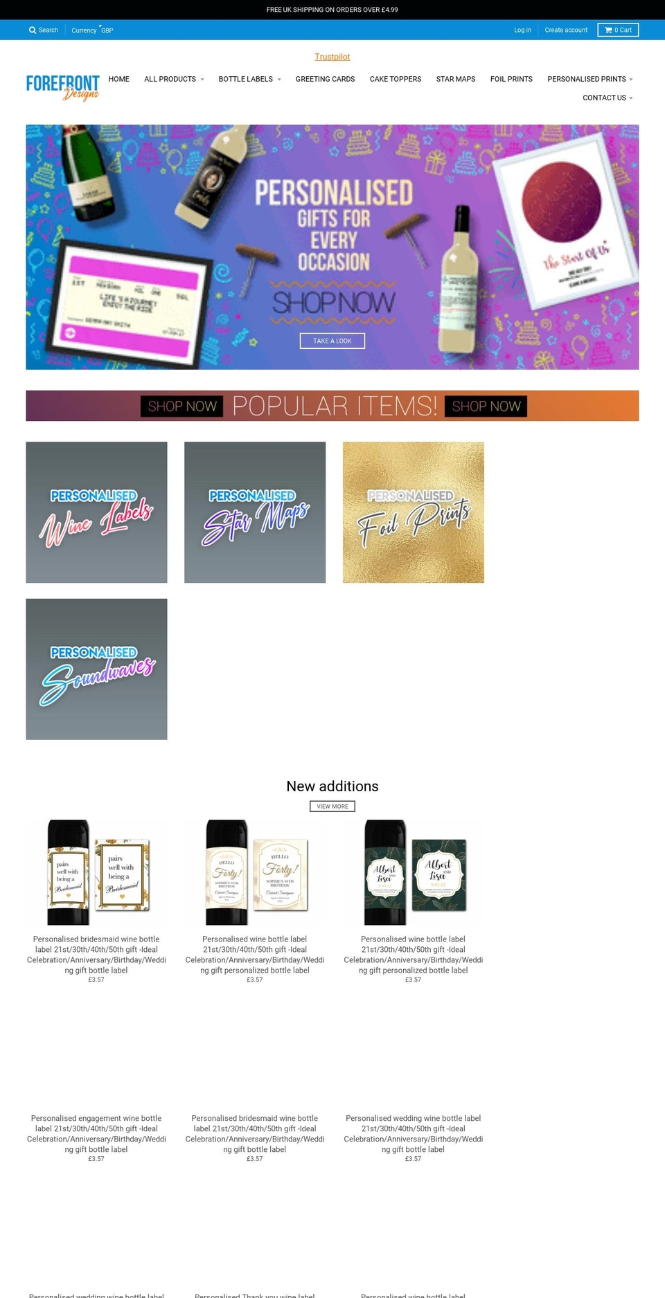 forefrontdesigns.co.uk shopify website screenshot