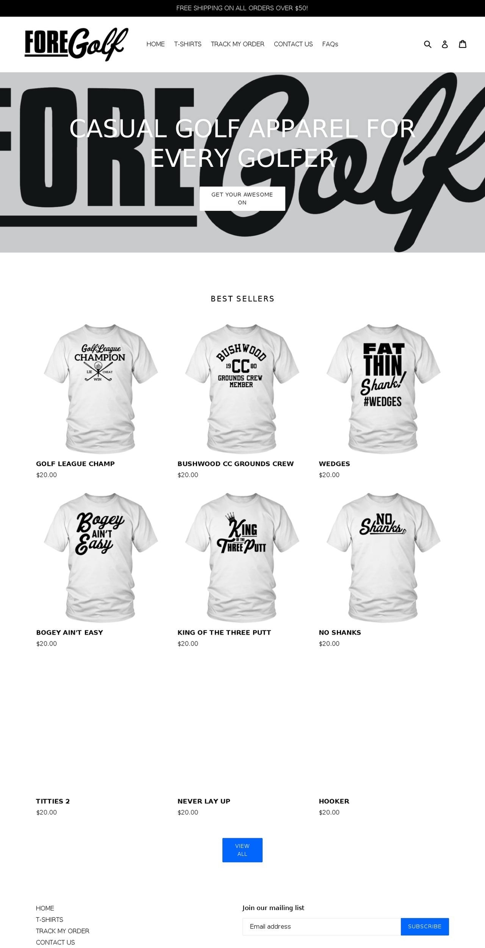 foregolfapparel.com shopify website screenshot