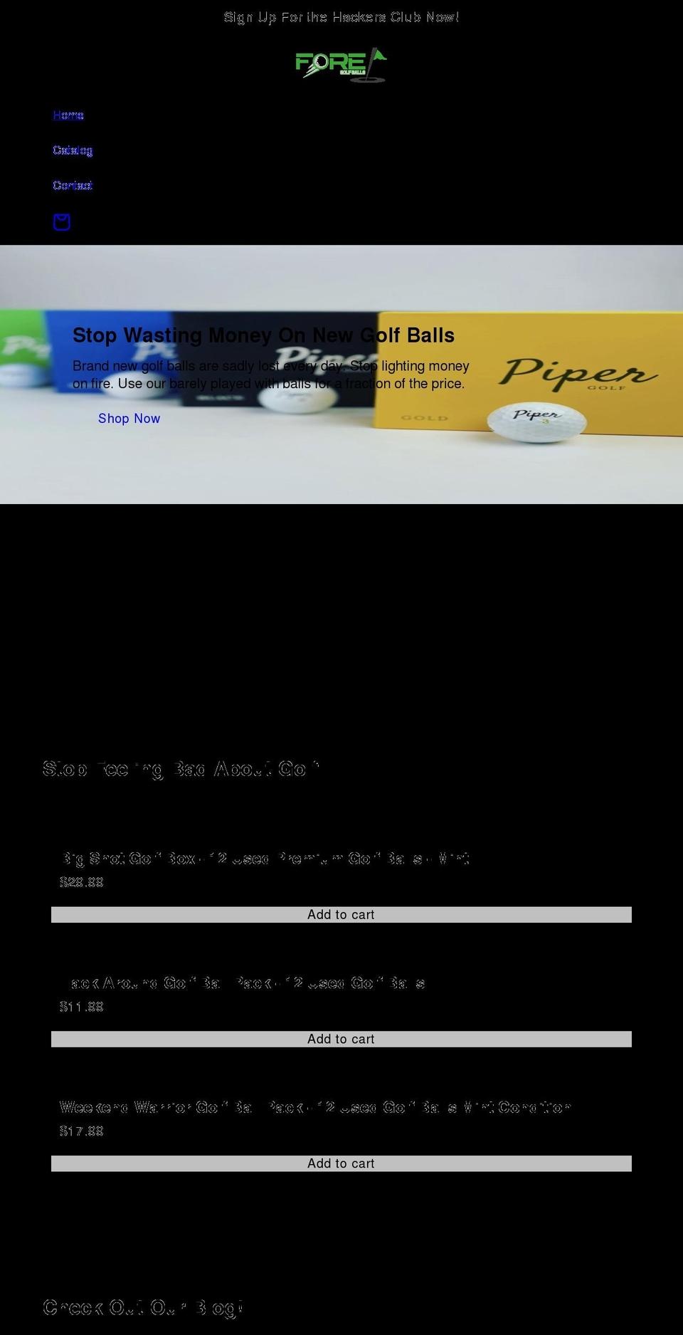 foregolfballs.com shopify website screenshot