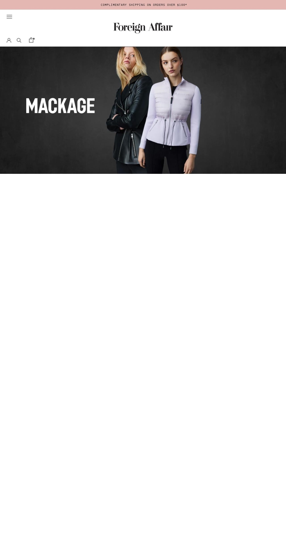 foreignaffair.ca shopify website screenshot