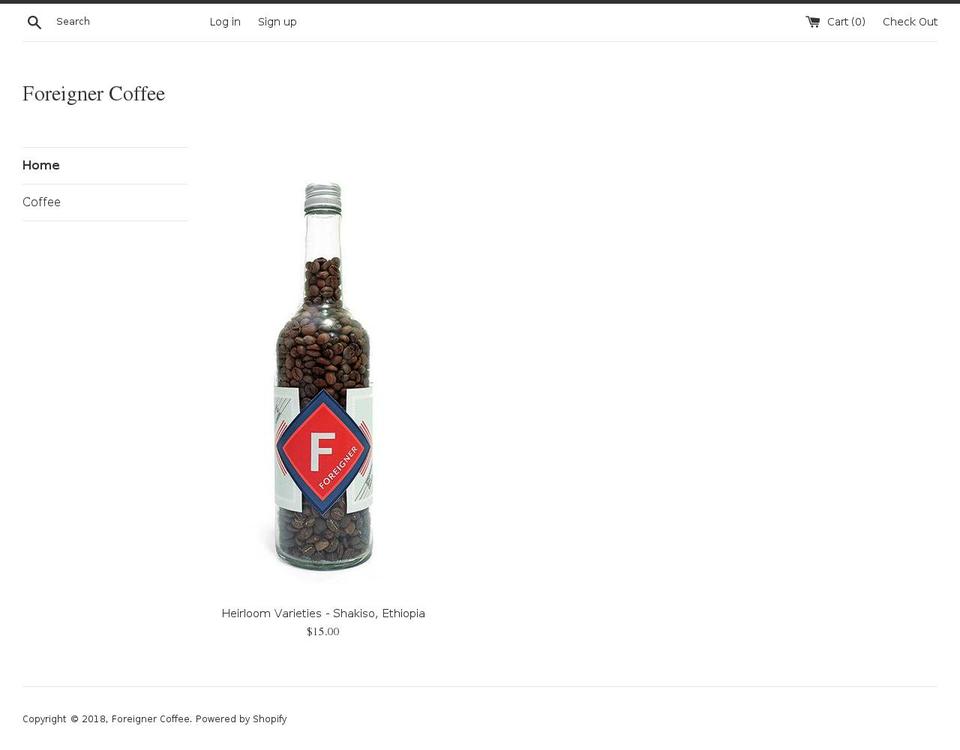 foreigner.coffee shopify website screenshot