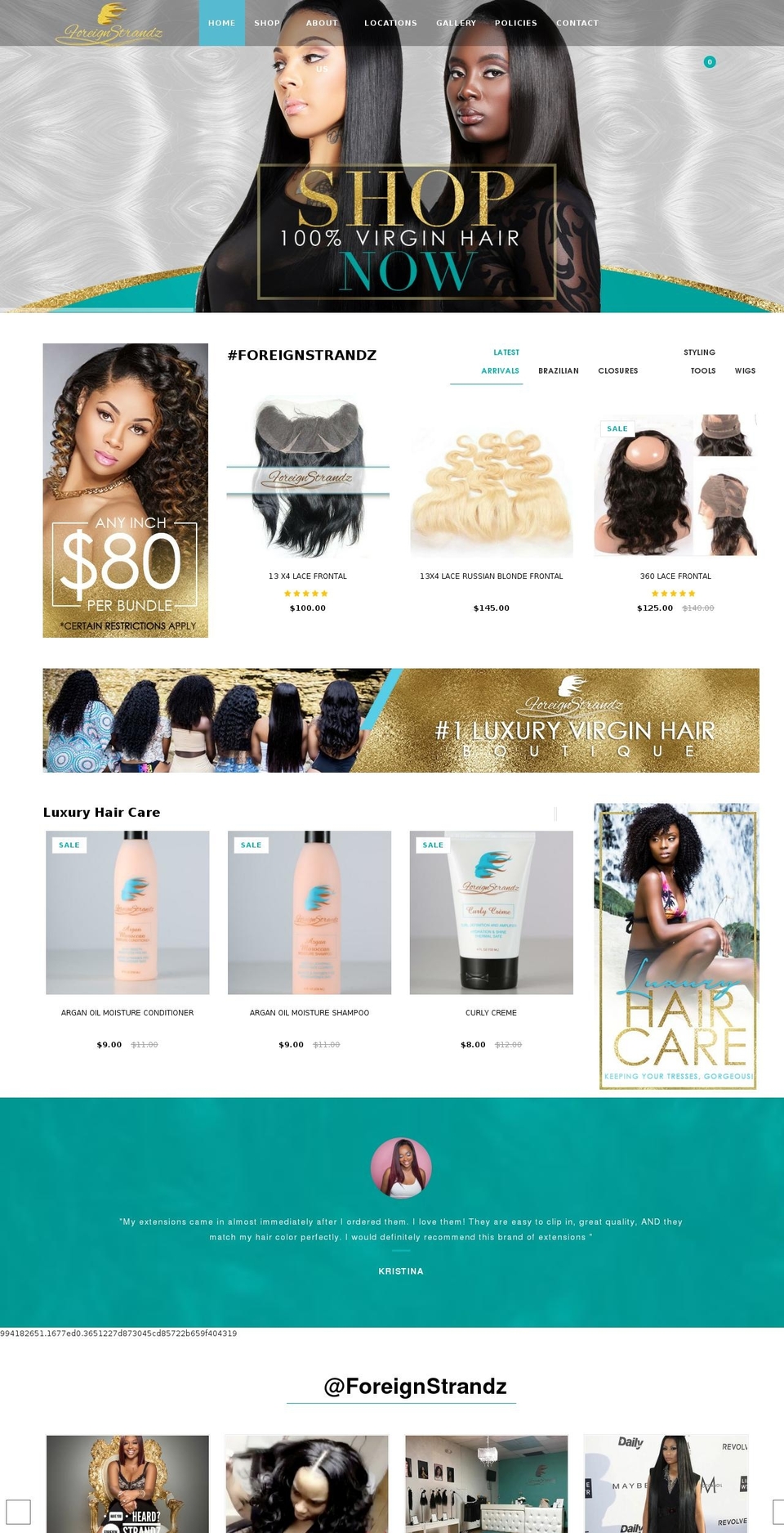 foreignstrandz.com shopify website screenshot