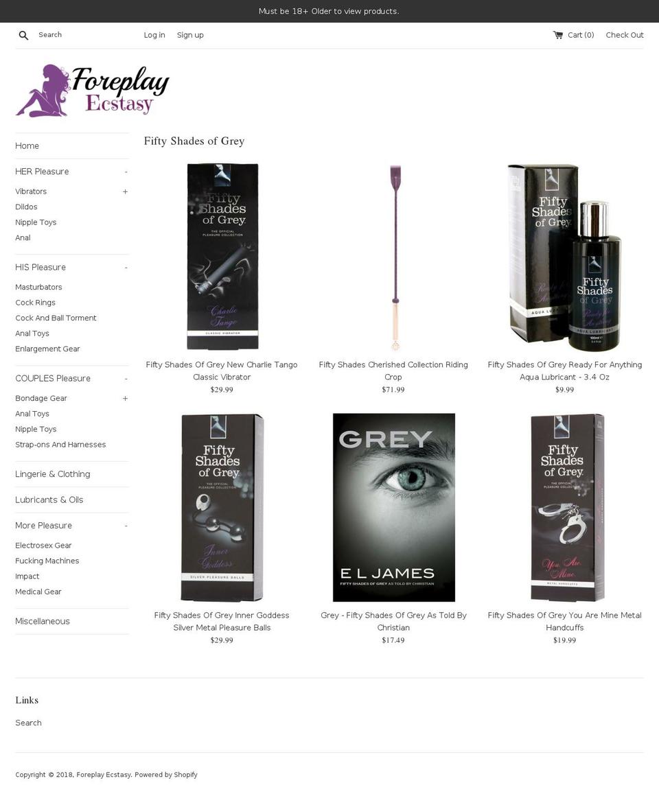 foreplayecstasy.com — Shopify storefront screenshot