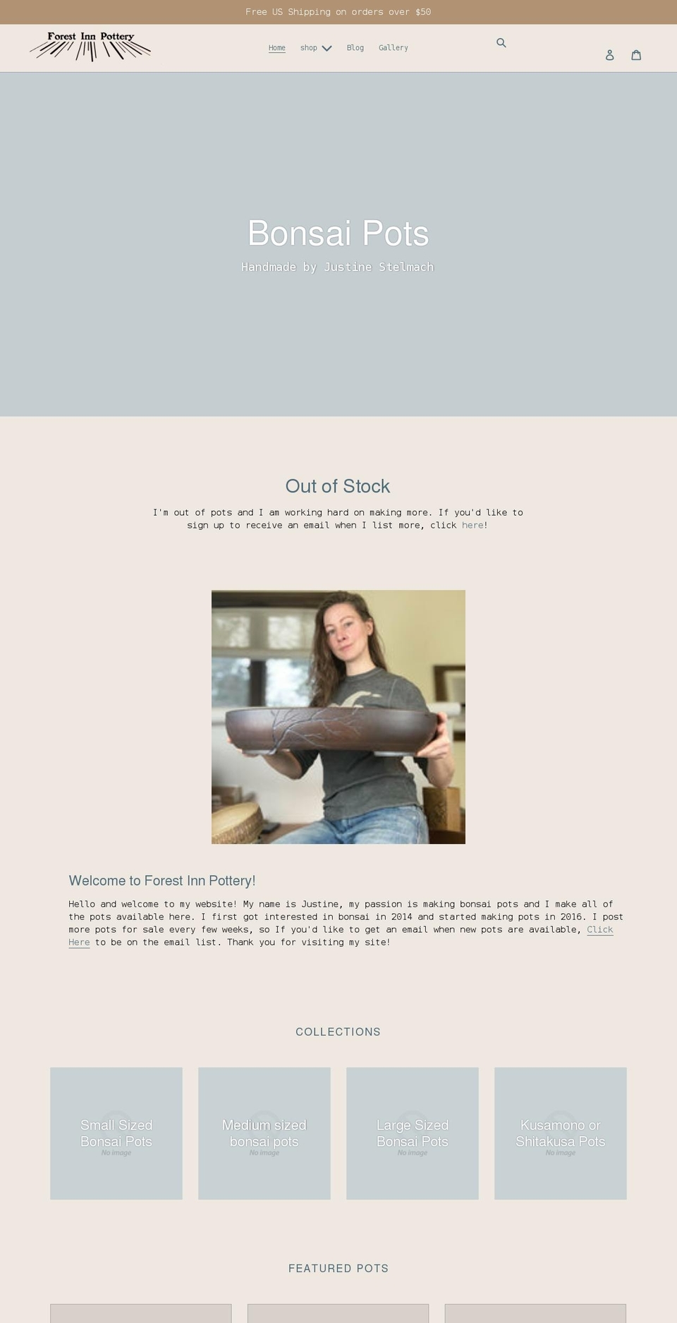 forestinnpottery.com shopify website screenshot