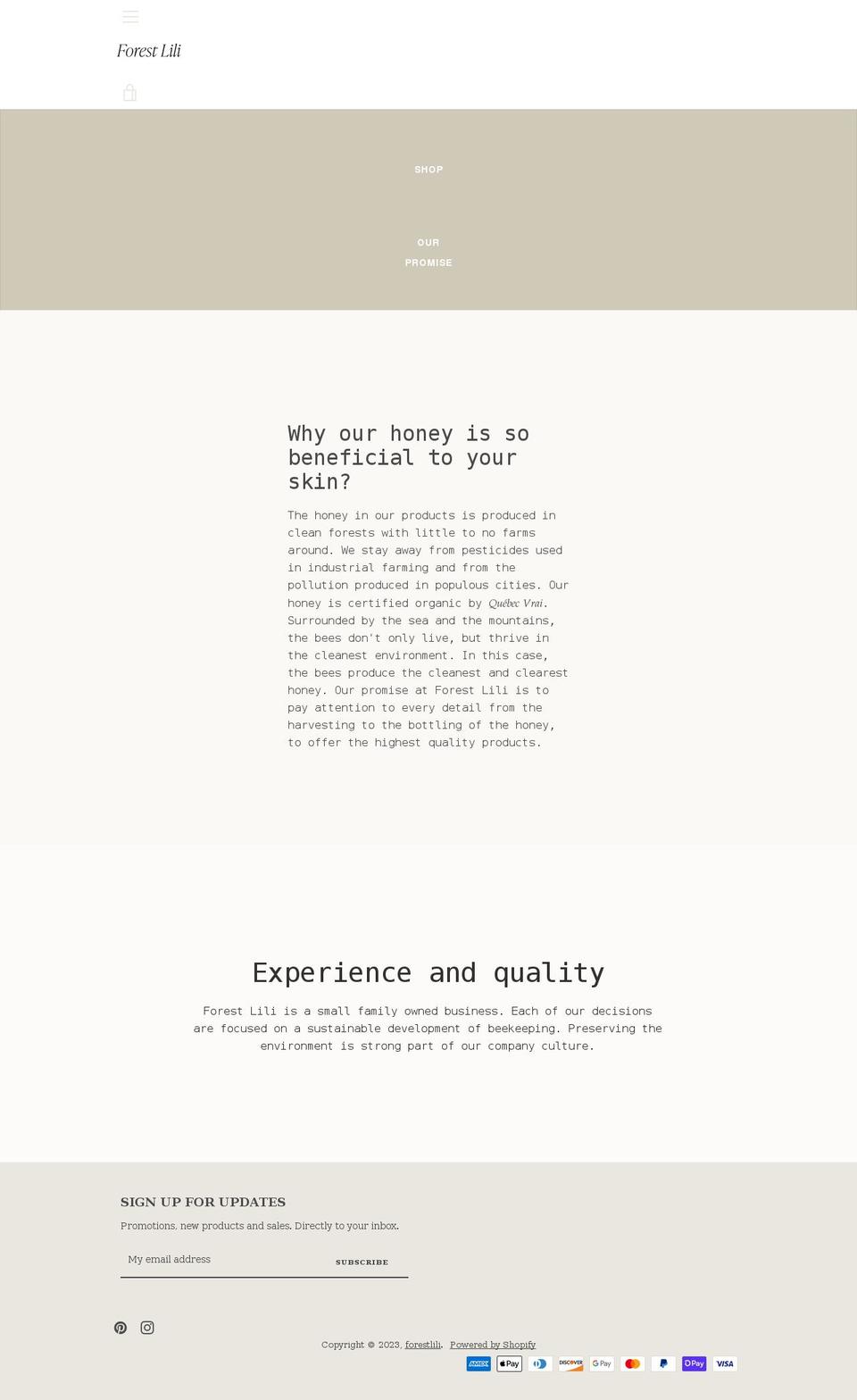 forestlili.com shopify website screenshot