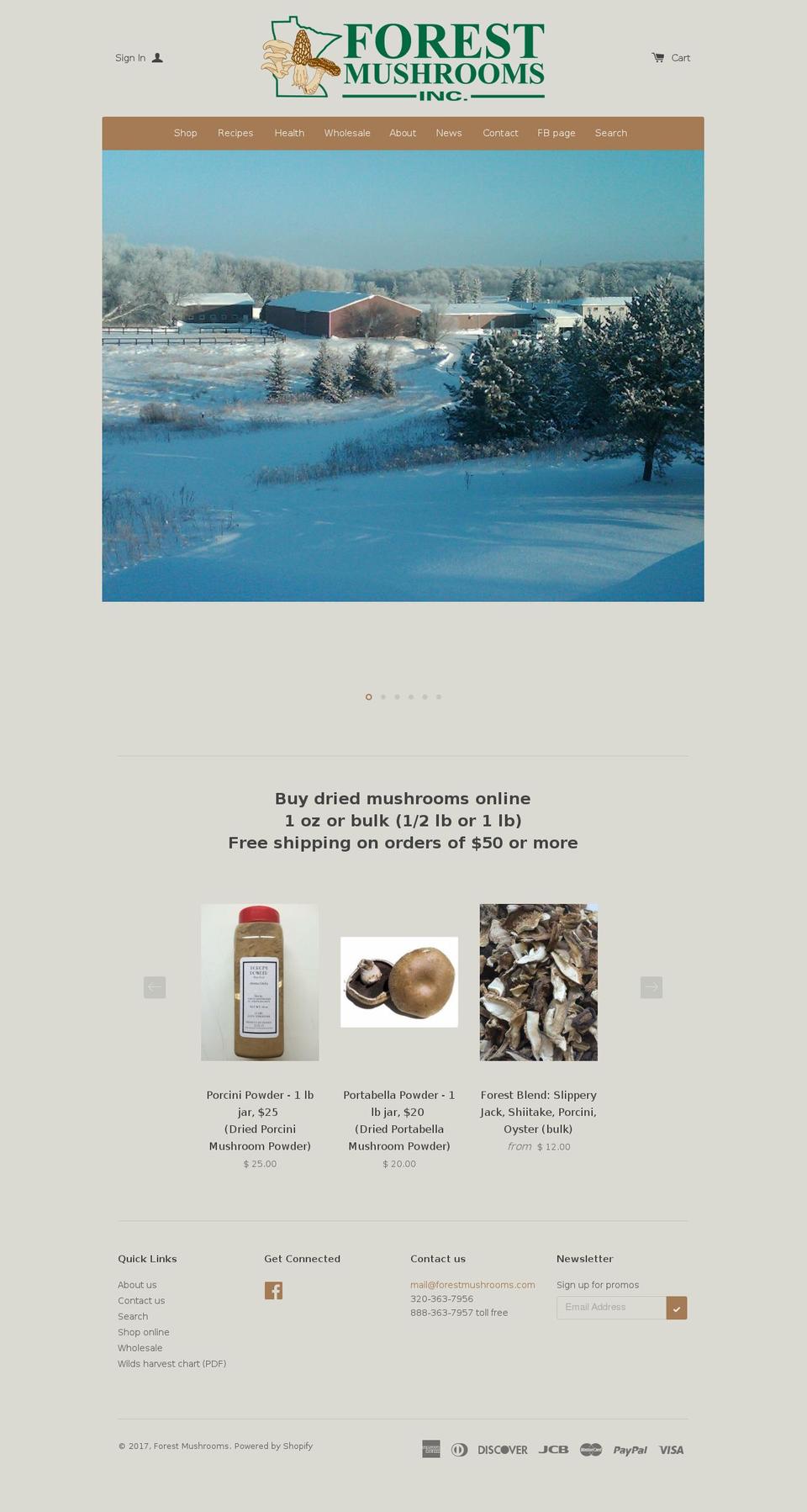 forestmushrooms.com shopify website screenshot