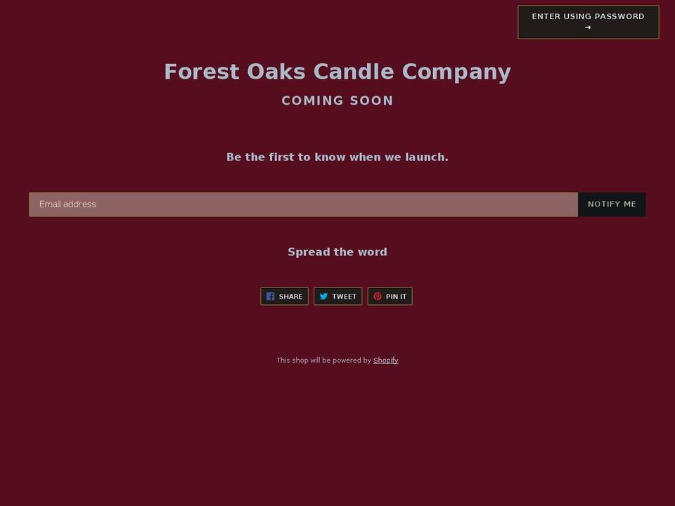 forestoakscandlecompany.com shopify website screenshot