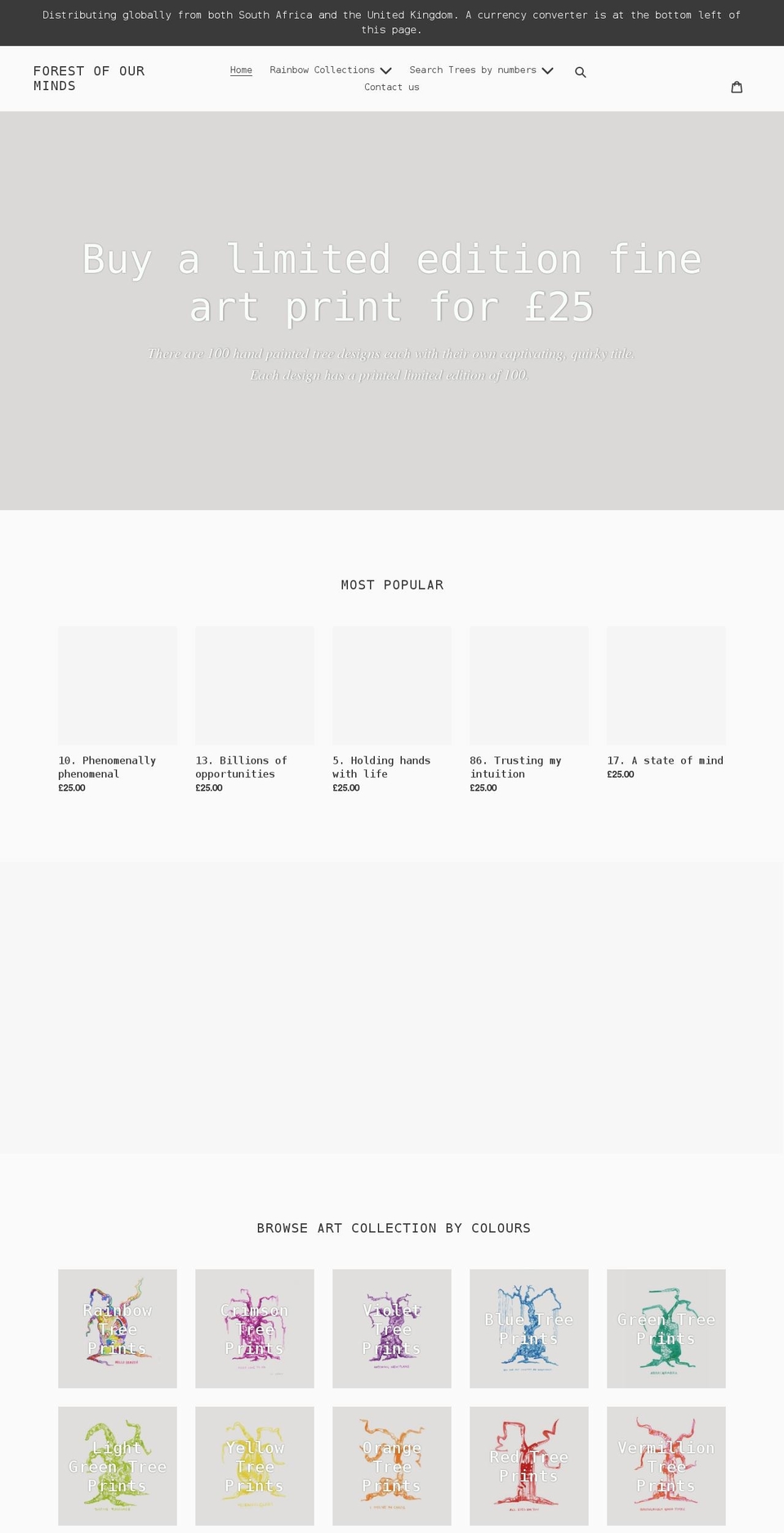 forestofourminds.org shopify website screenshot