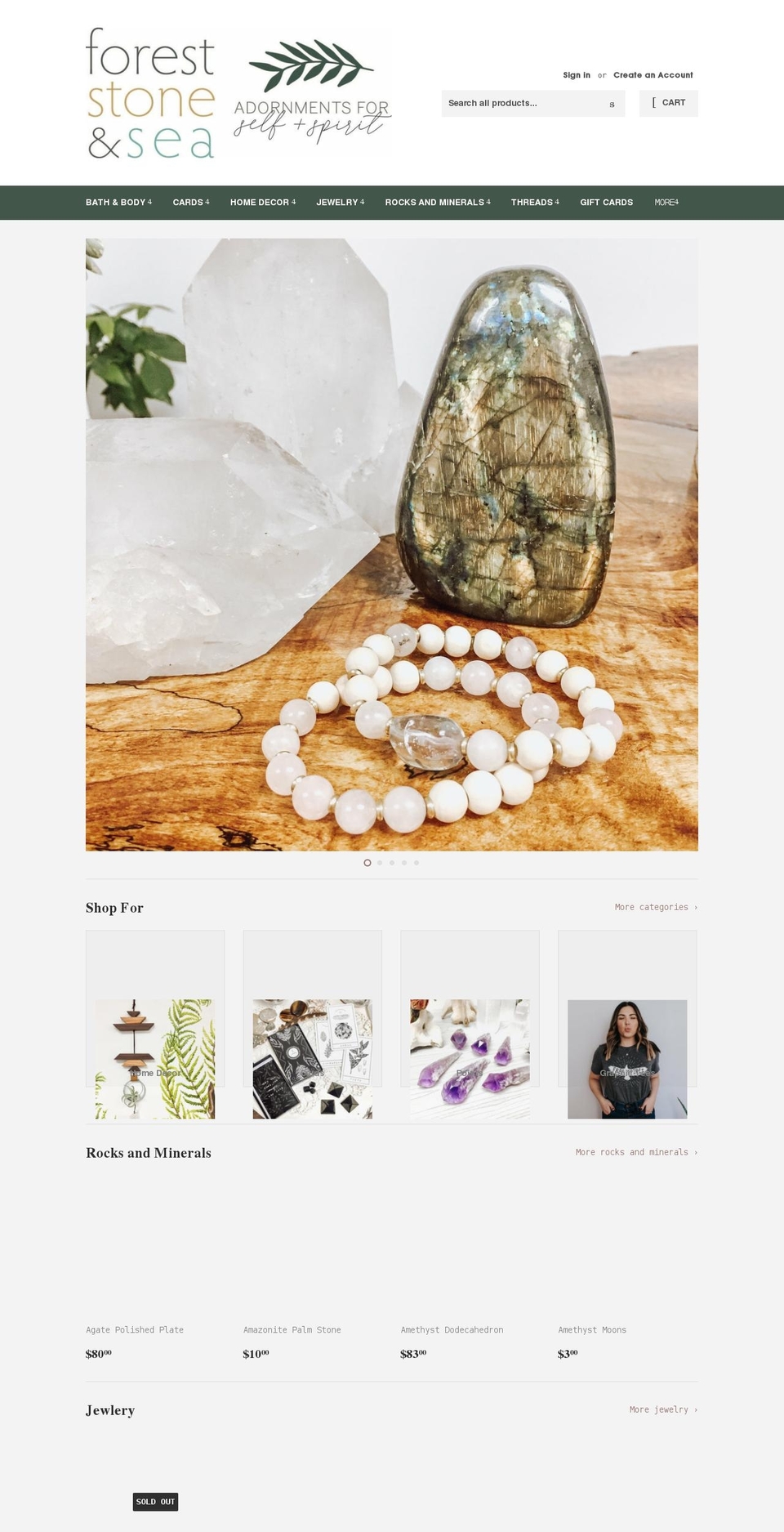 foreststoneandsea.com shopify website screenshot