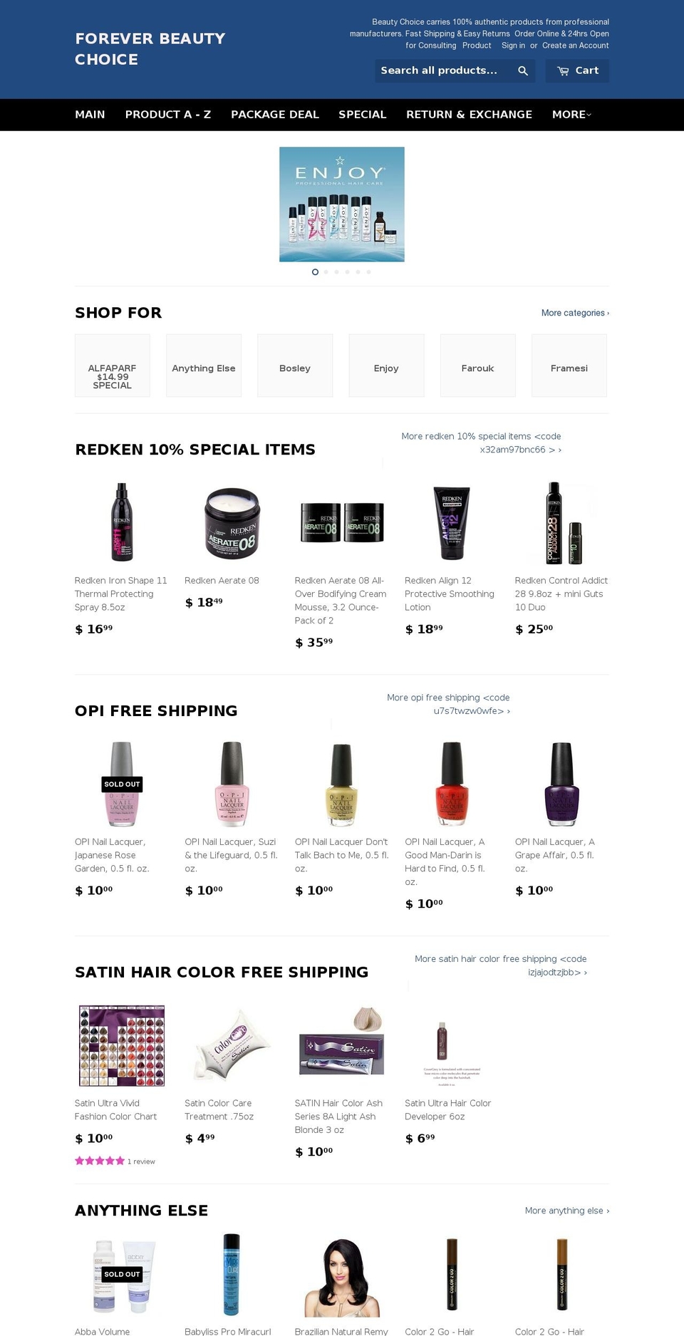 forever4beauty.com shopify website screenshot