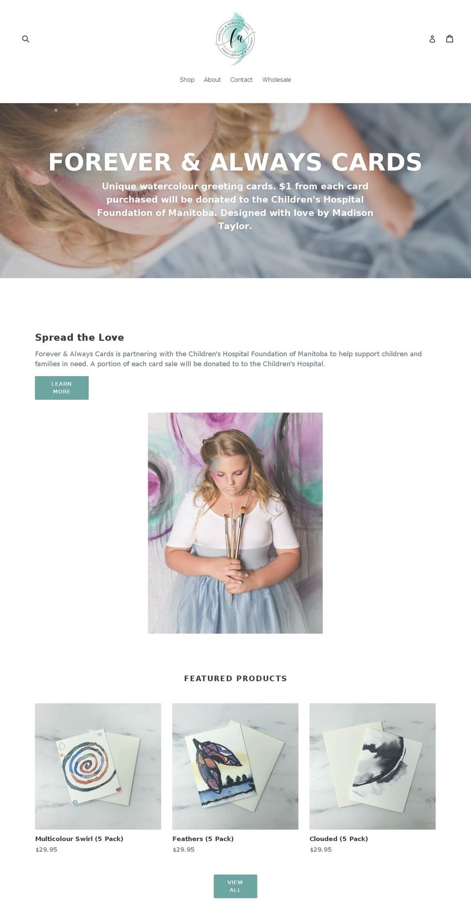 foreverandalwayscards.com — Shopify storefront screenshot