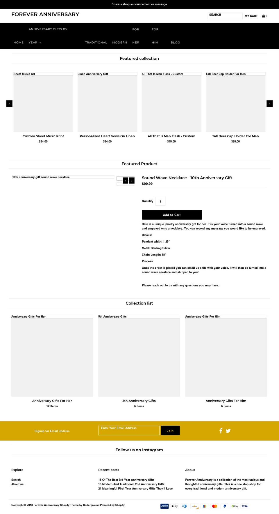 foreveranniversary.com shopify website screenshot