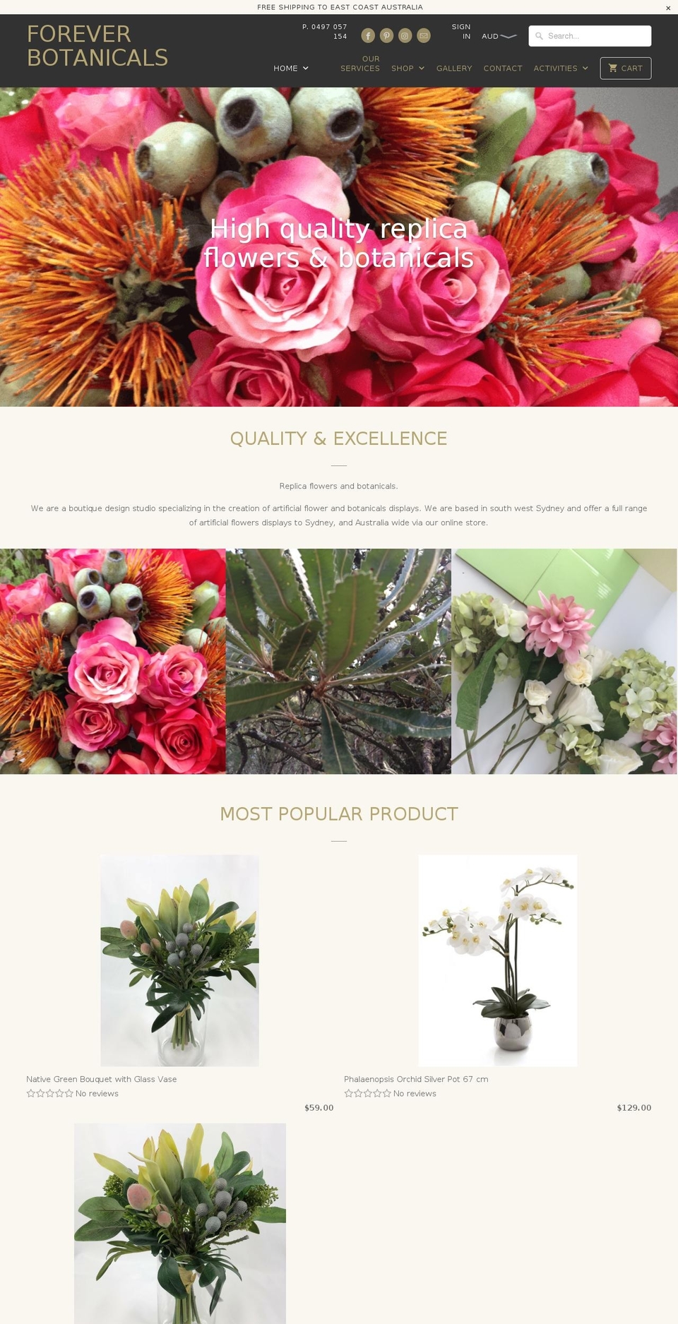 foreverbotanicals.com.au shopify website screenshot