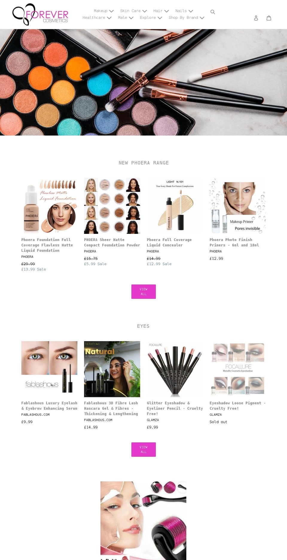 forevercosmetics.co.uk shopify website screenshot