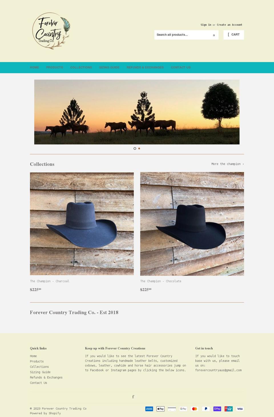 forevercountry.com.au shopify website screenshot
