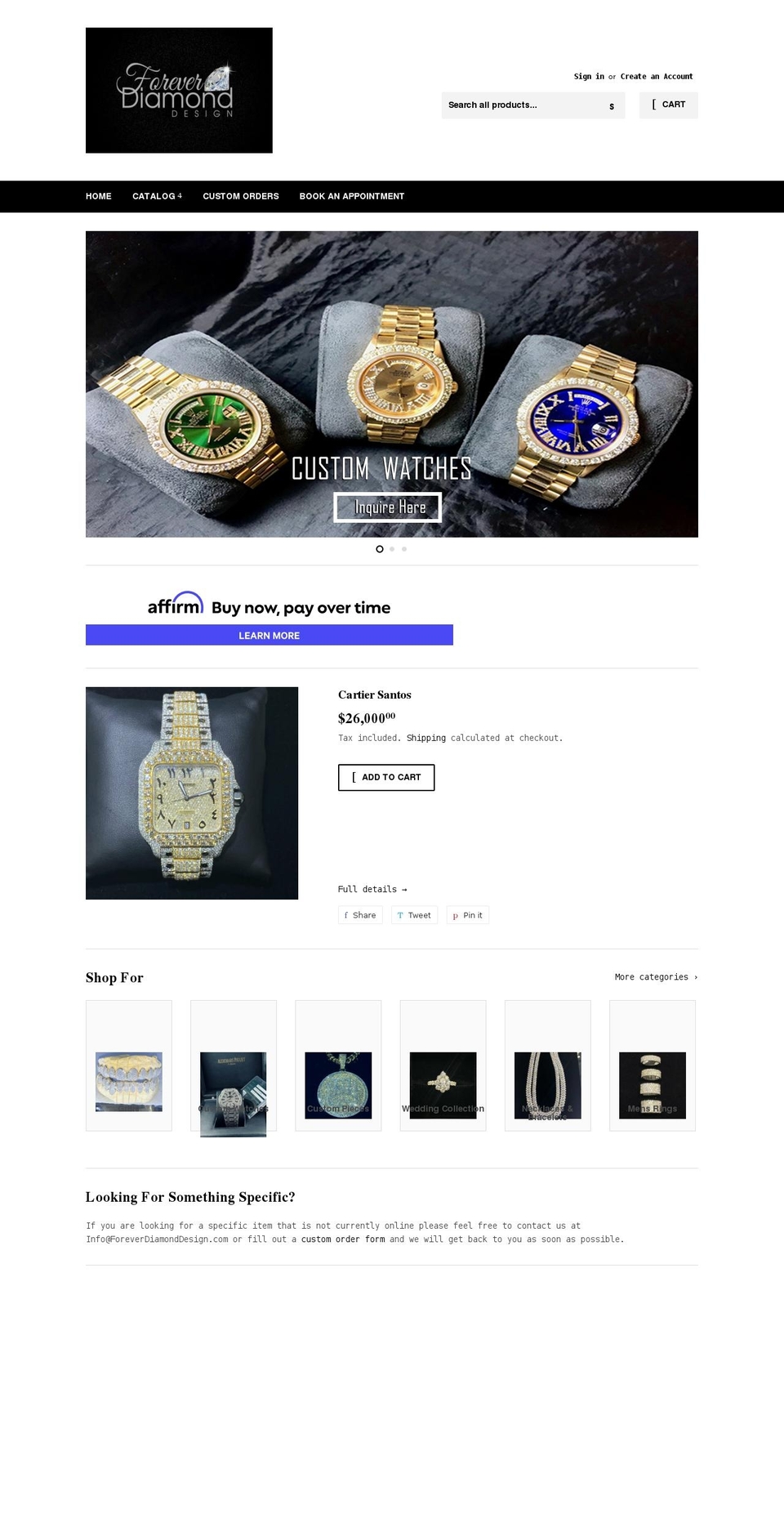 foreverdiamonddesign.com shopify website screenshot