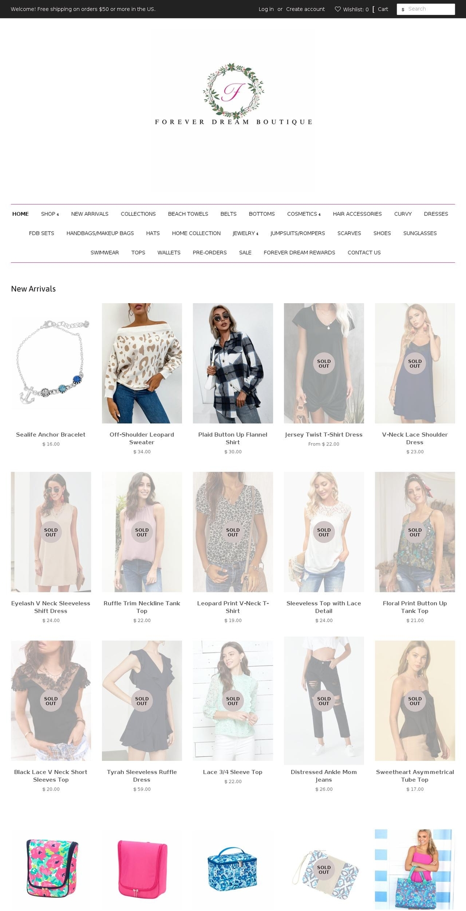 foreverdreamboutique.com — Shopify storefront screenshot