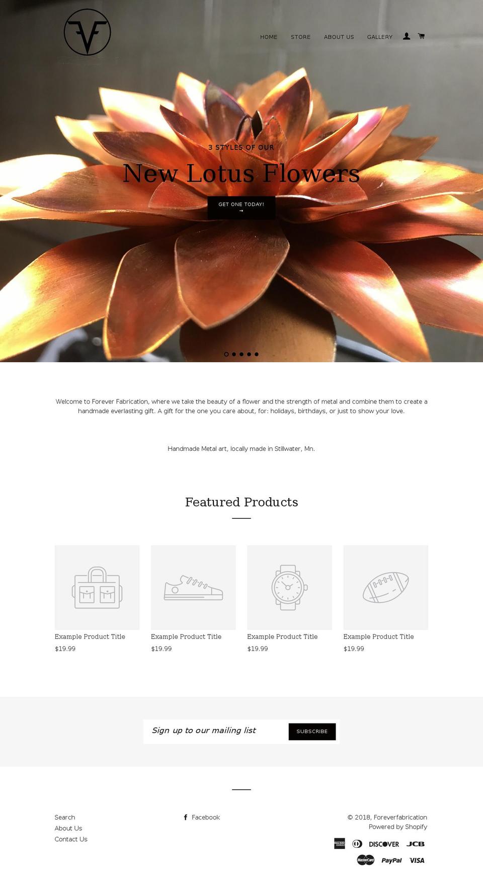 foreverfabrication.com — Shopify storefront screenshot