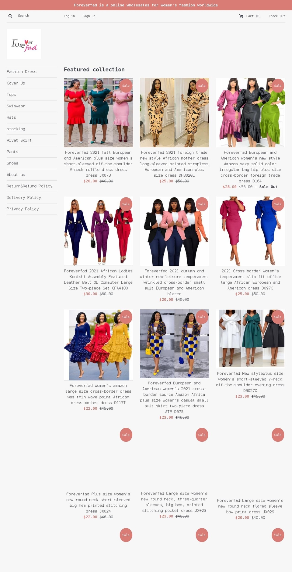 foreverfad.com shopify website screenshot