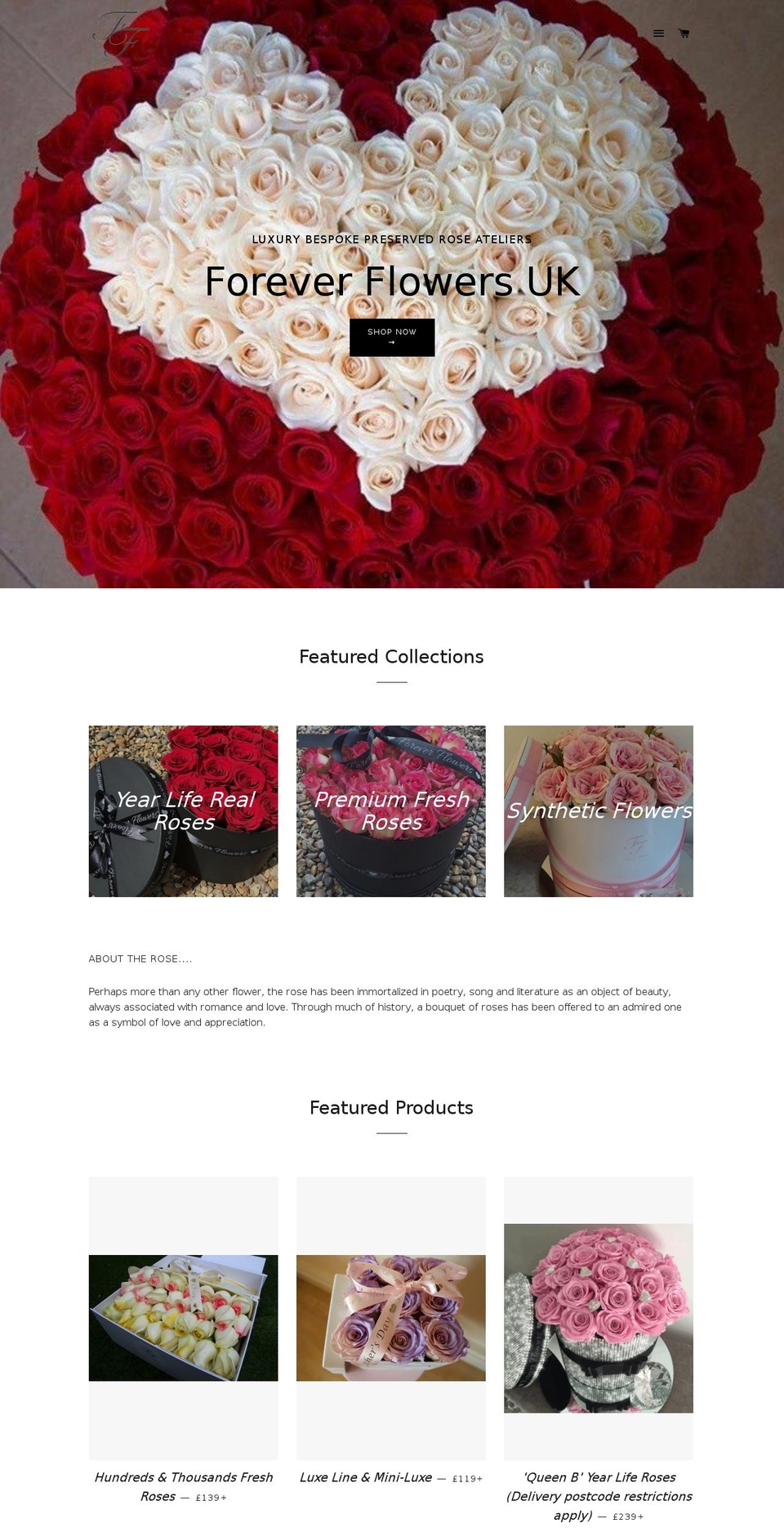 foreverflowersuk.com shopify website screenshot