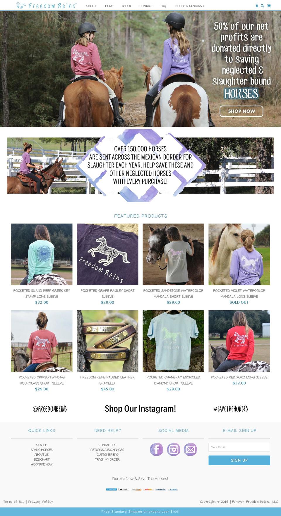 foreverfreedomreins.com shopify website screenshot