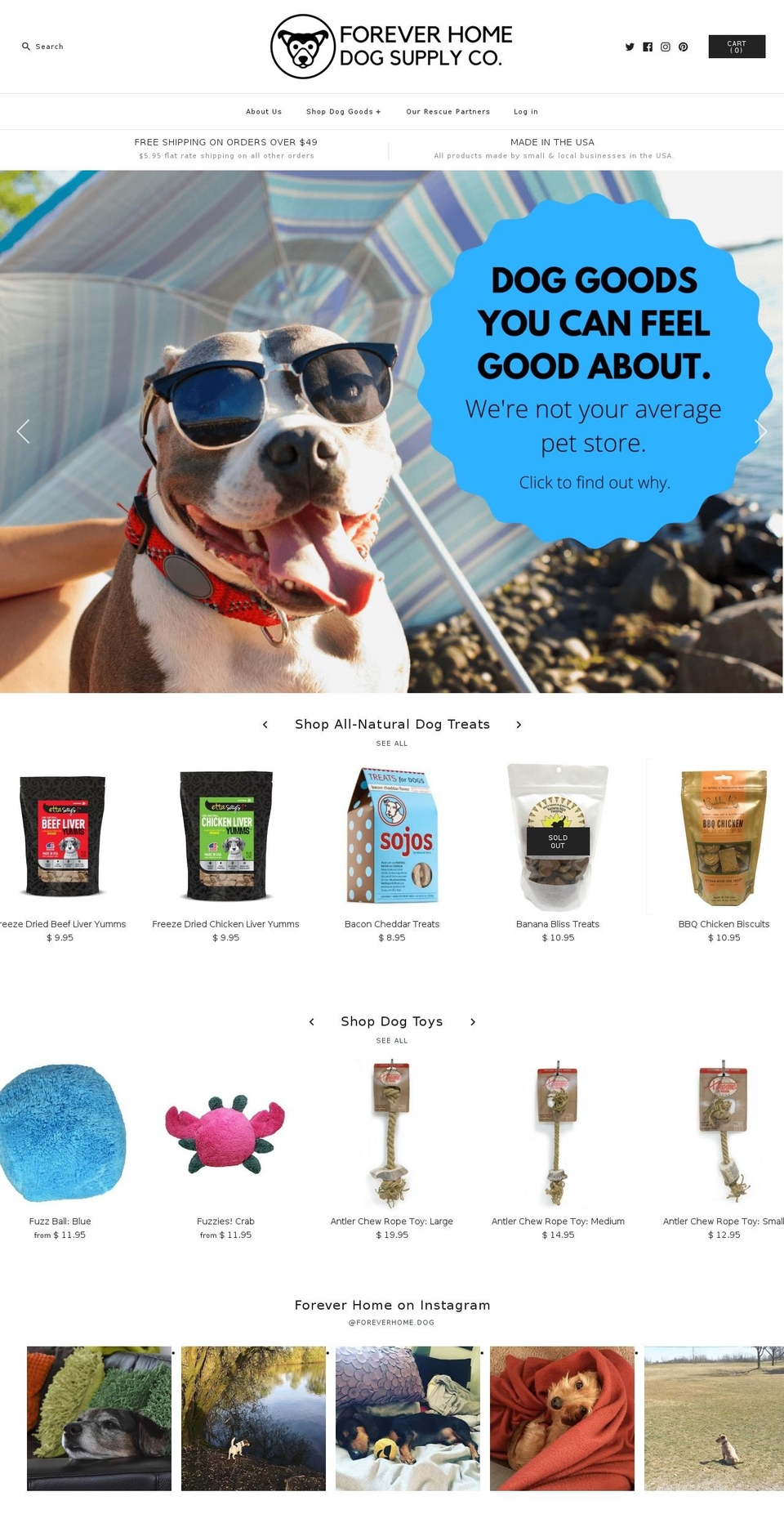 foreverhomedog.com shopify website screenshot