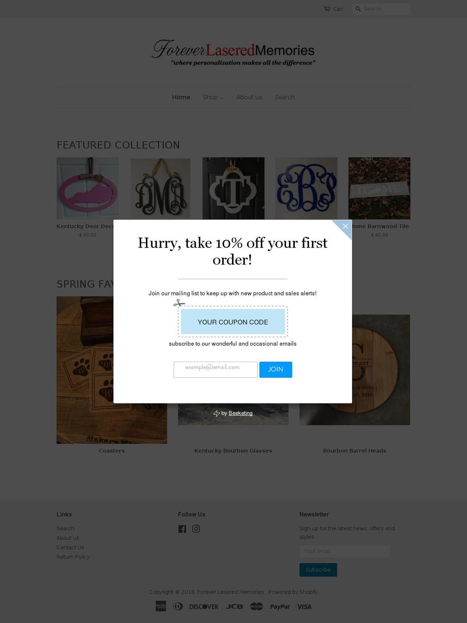 foreverlaseredmemories.com shopify website screenshot
