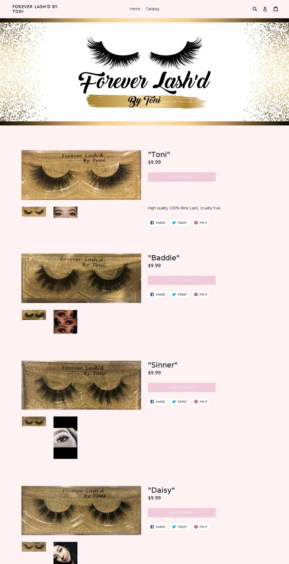 foreverlashdbytoni.com — Shopify storefront screenshot