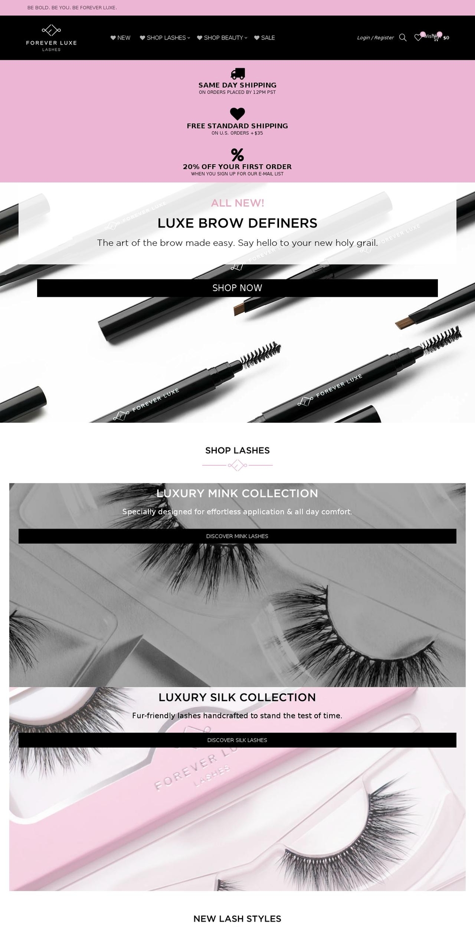 foreverluxelashes.com — Shopify storefront screenshot