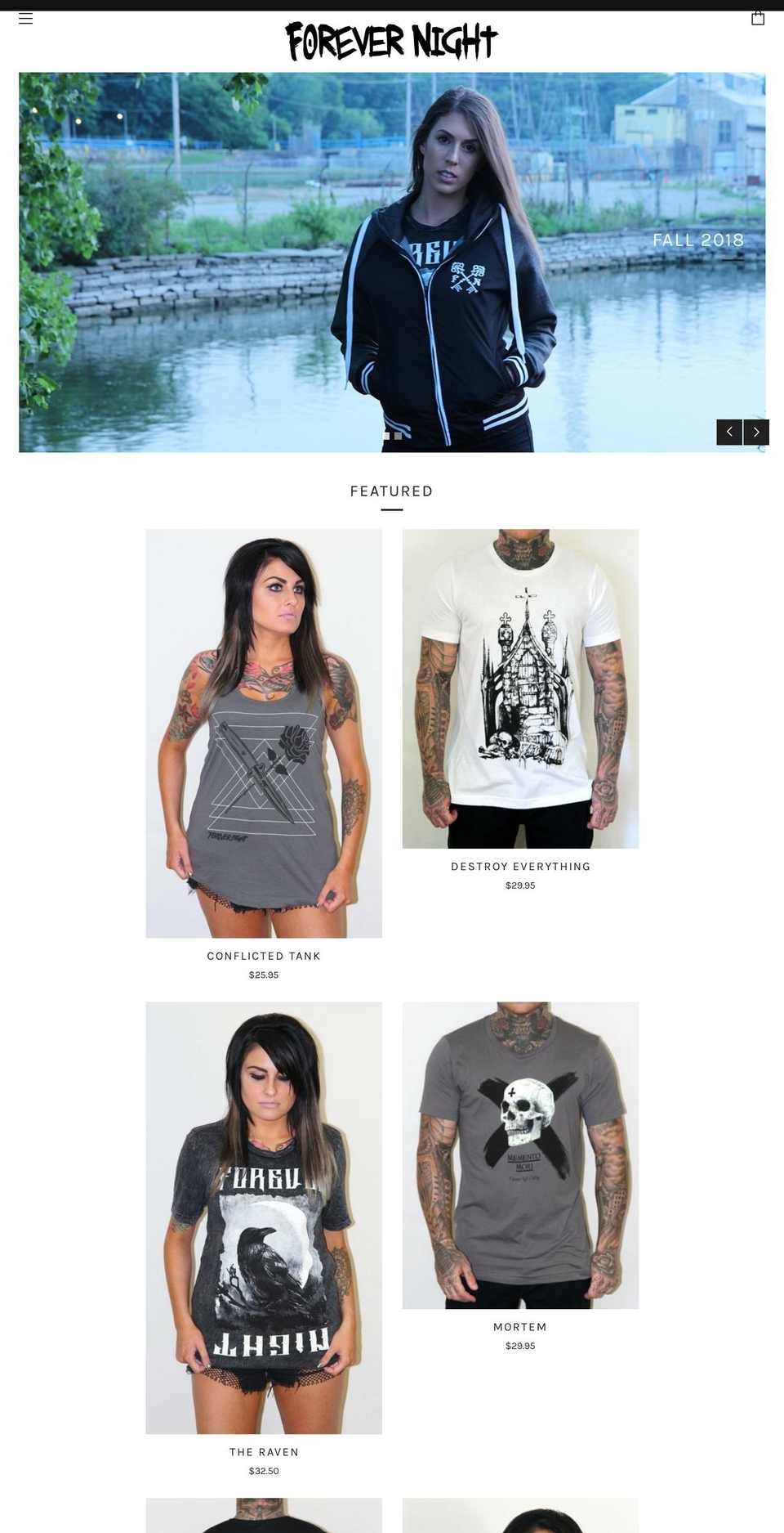 forevernightclothing.com shopify website screenshot