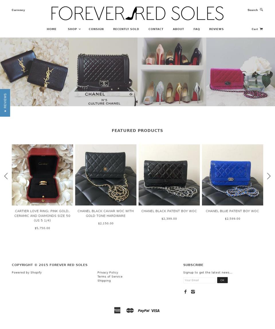 foreverredsoles.com shopify website screenshot