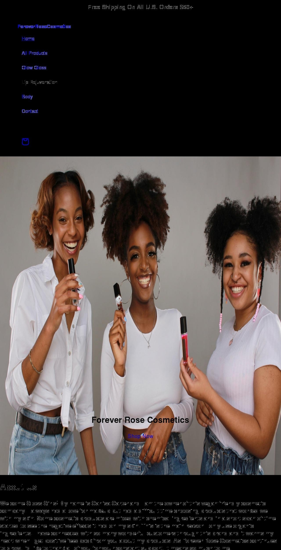 foreverrosecosmetics.com shopify website screenshot