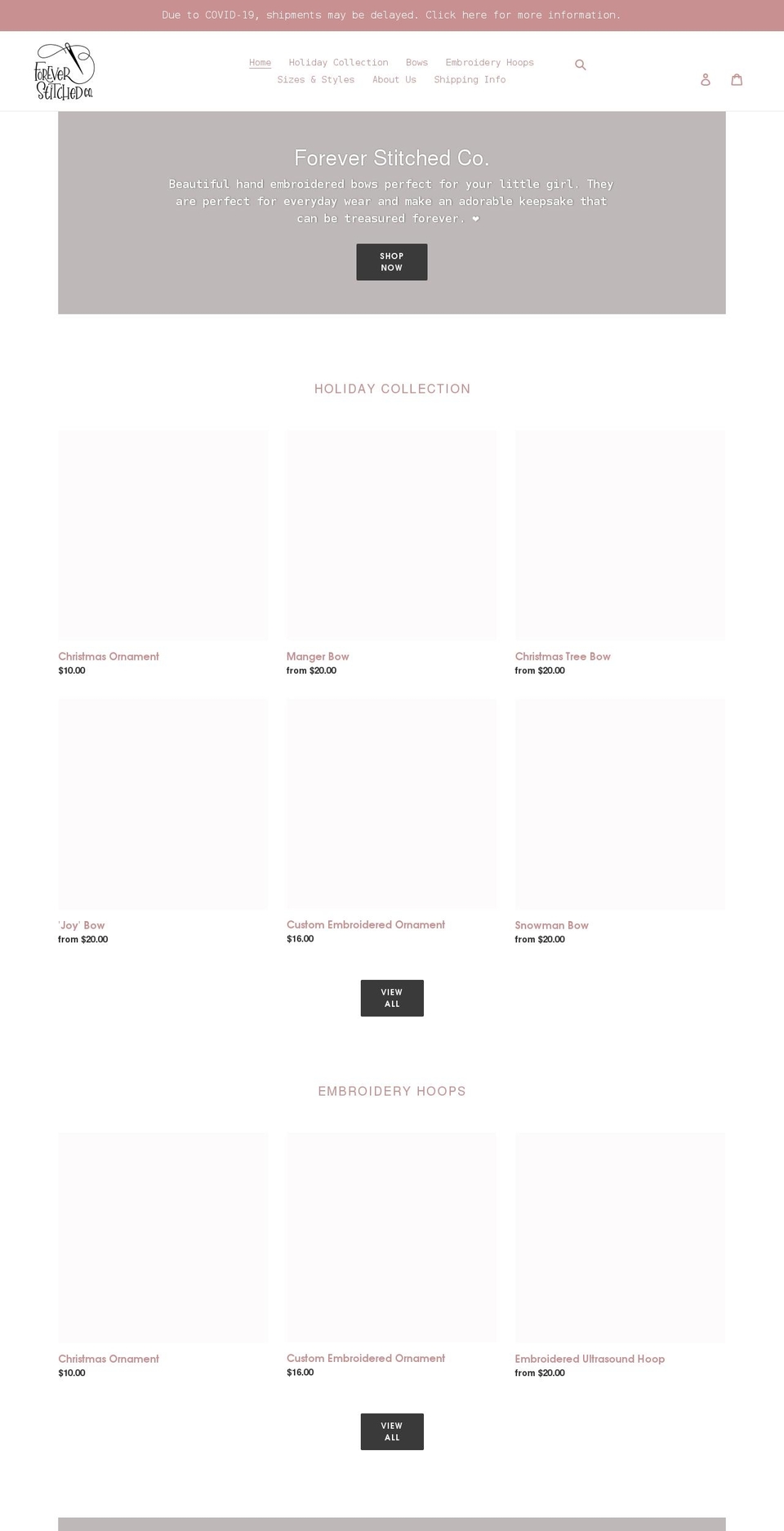 foreverstitchedco.com shopify website screenshot